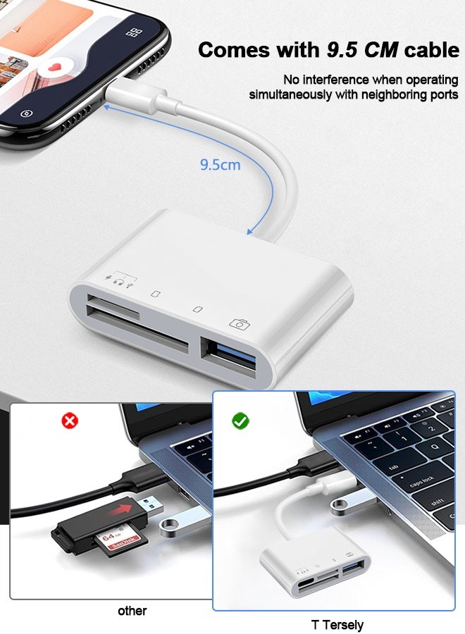 Tersely 4in1 USB-C Memory Card Reader,Type C OTG Adapter with SD MicroSD/TF USB 3.0 & Charging, for iPhone 17/16/15 Pro/Max/Plus, MacBook Pro Air 2025-2016 M3 M2 M1 Mac/iPad,for Google Pixel,More - Image 5
